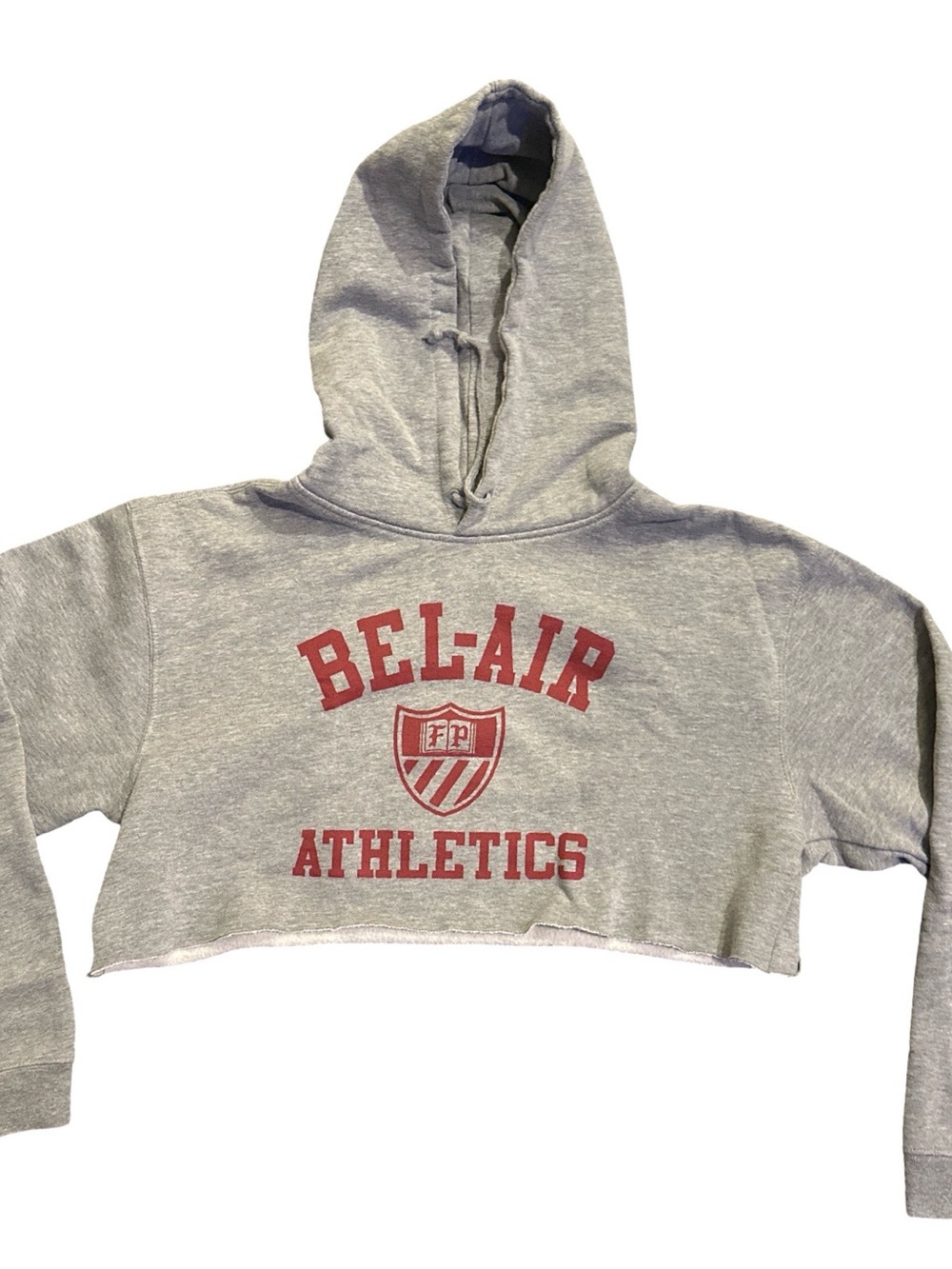 Women's Gray Cropped Hoodie - Red Logo